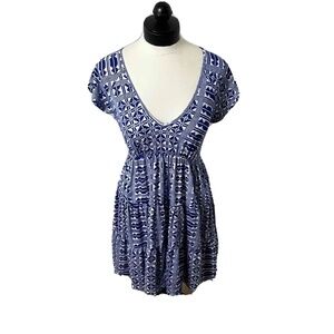 Urban Outfitters Julia Tiered Frock Blue Casual Size S‎